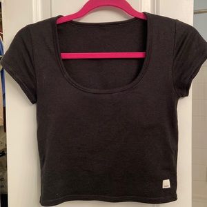Black Vuori Halo Crop Tee with built in bra